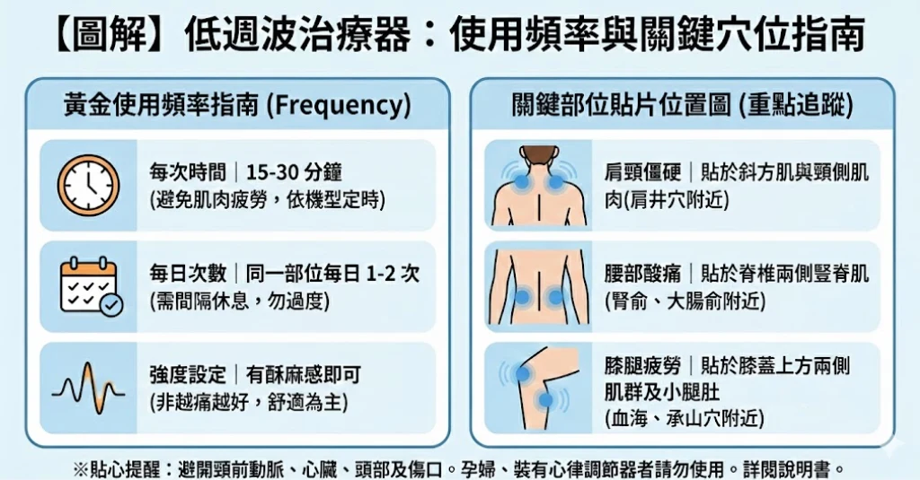關健低週波穴位圖與使用頻率介紹圖